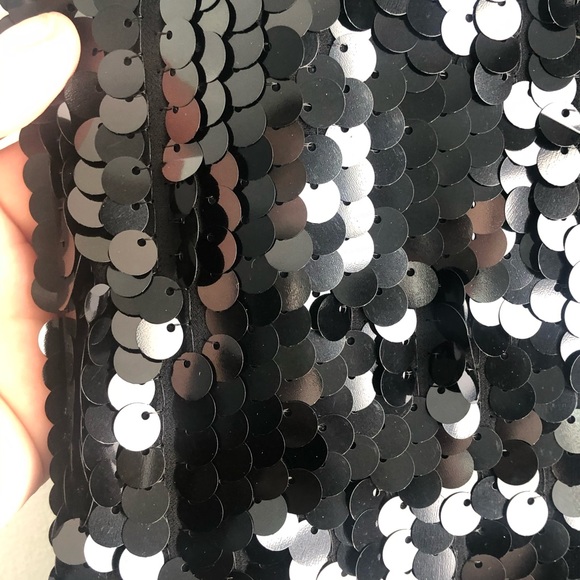 LIKE NEW Armani Jeans Sequin 'Speechless' Mini Shift Dress Sleeveless Black 14 - Picture 10 of 16